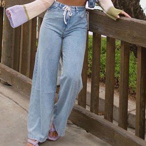 NWT Wide-leg high rise Drawstring Jeans - forever 21